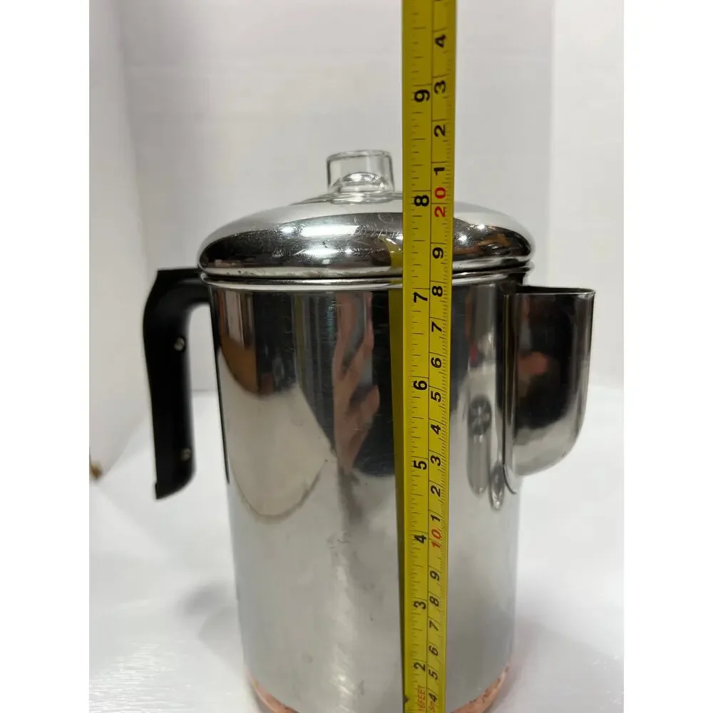Revere Ware Stainless Steel Stovetop Coffee Percolator Vintage American USA